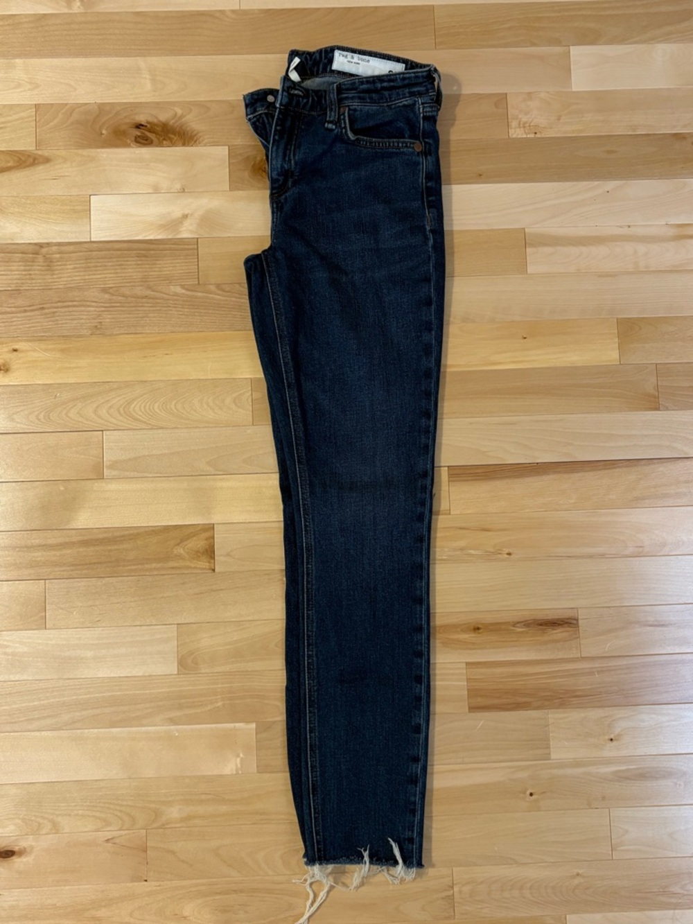 rag & bone Dark Indigo Skinny Jeans with Raw Hem